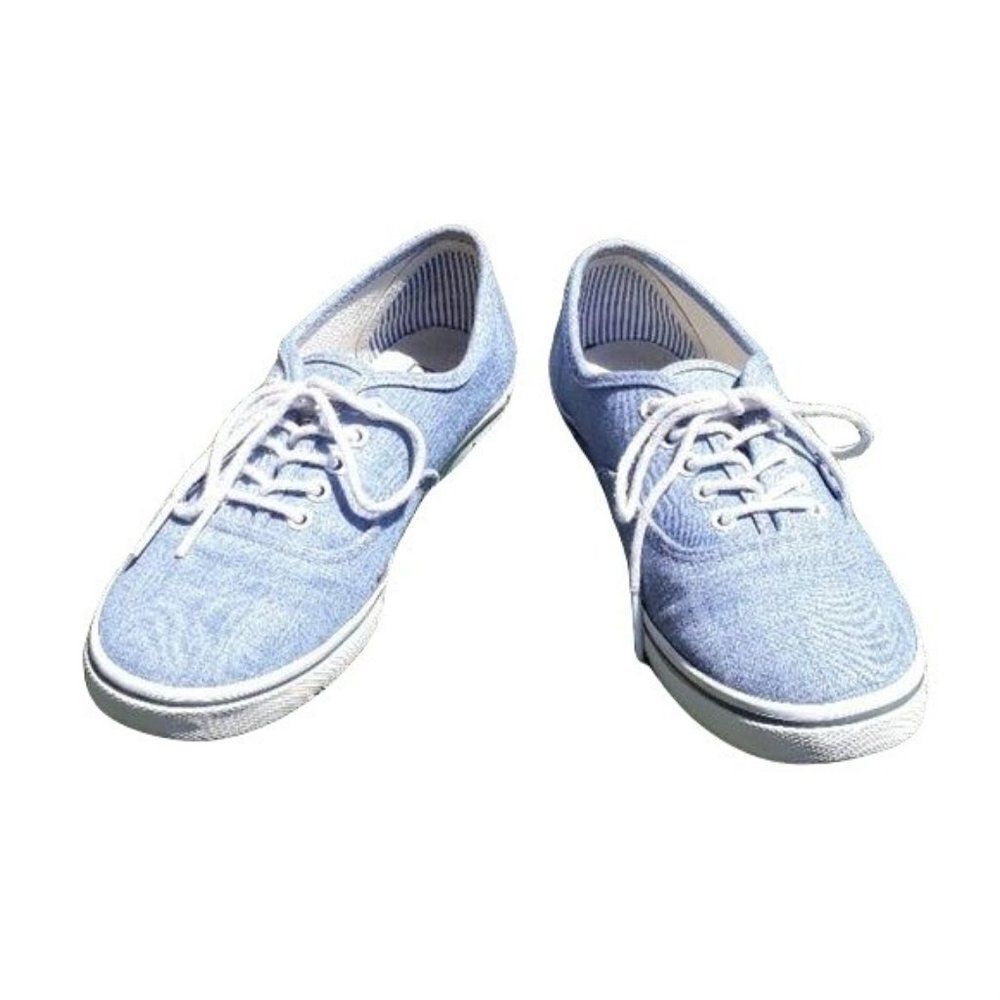 Vans TC6D Crosshatch Blue‎ Jean Denim Low Top Lace Up Fashion Sneakers Sz 8.5